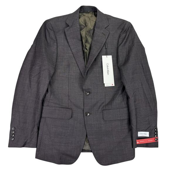 Calvin Klein Mens X Slim Fit Wool Blend Stretch Suit Jacket Burgundy 38R - Picture 1 of 5